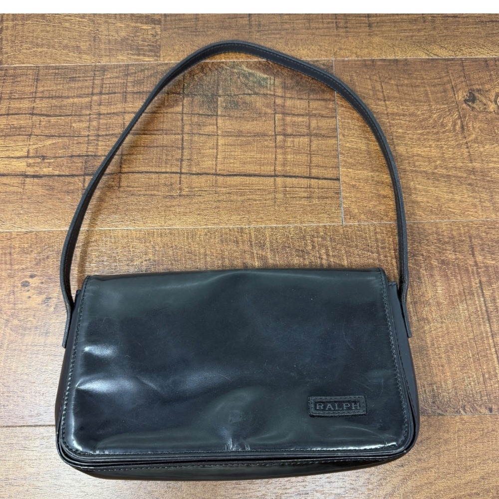 RALPH Ralph Lauren Vintage Black Flap Shoulder Bag Pochette Y2K